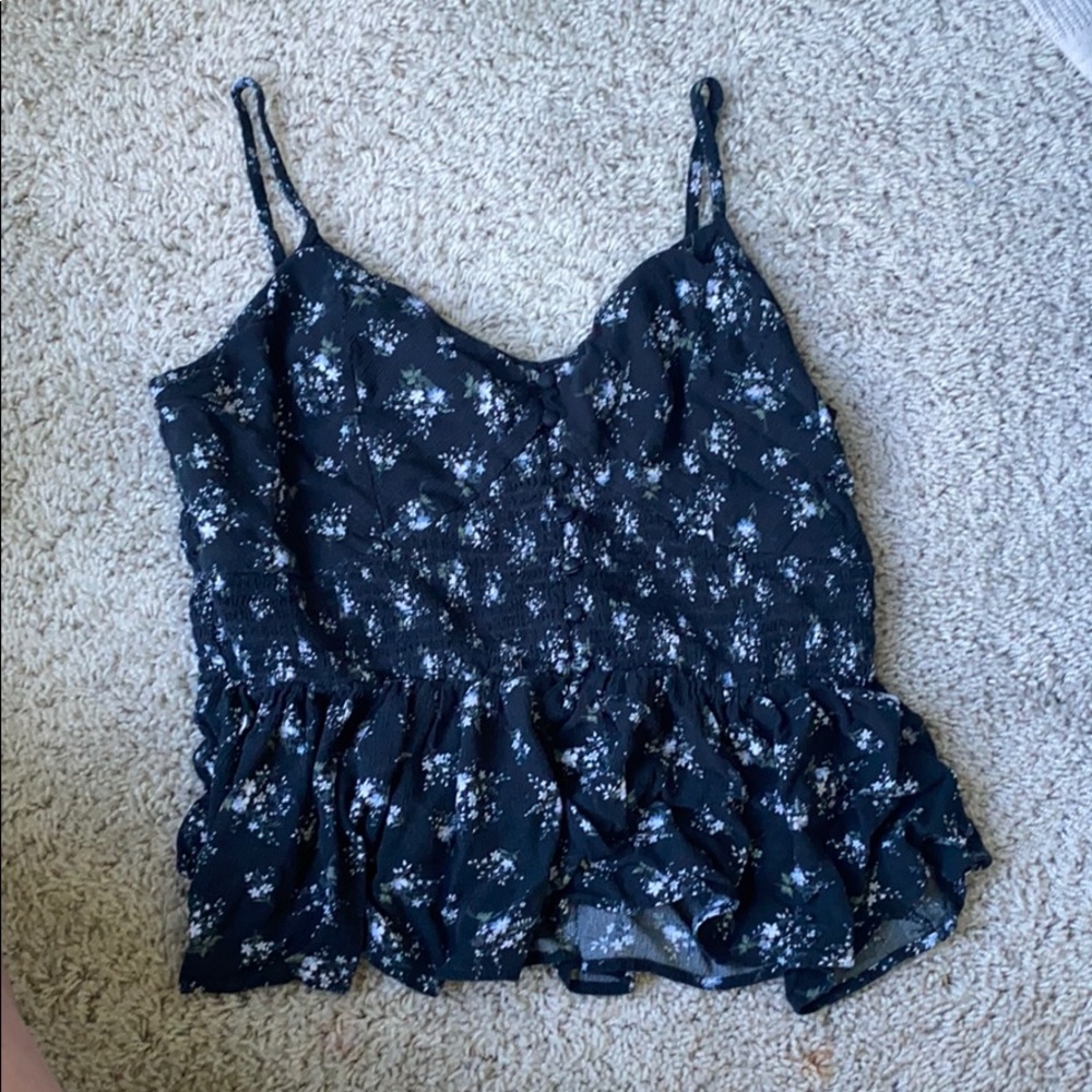 American Eagle Floral Navy Tank Top Women’s XL